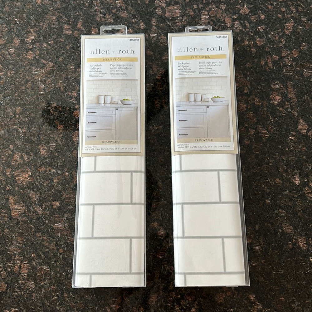 2 Allen & Roth Peel & Stick Back splash sticker “White Subway” Vinyl wallpaper